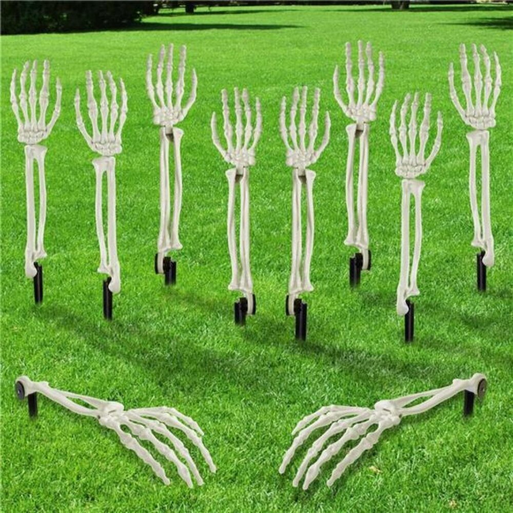 10 PCS Halloween Skeleton Decorations White Realistic Skeleton Stakes